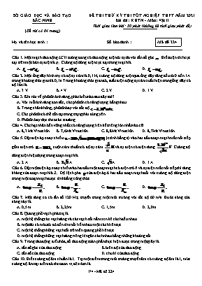 Đề thi thử Tốt nghiệp THPT môn Vật lí - Mã đề 224 - Năm học 2020-2021 - Sở giáo dục và đào tạo Bắc Ninh (Có đáp án)